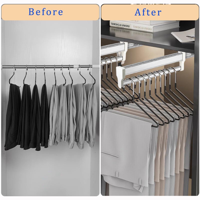 MAFAGE Pull Out Clothes Hanger Rod Adjustable Wardrobe Clothing Rail Hanger Rack Bar for Pants Clothes Stainless Steel (447mm/17.6inch) - Image 5